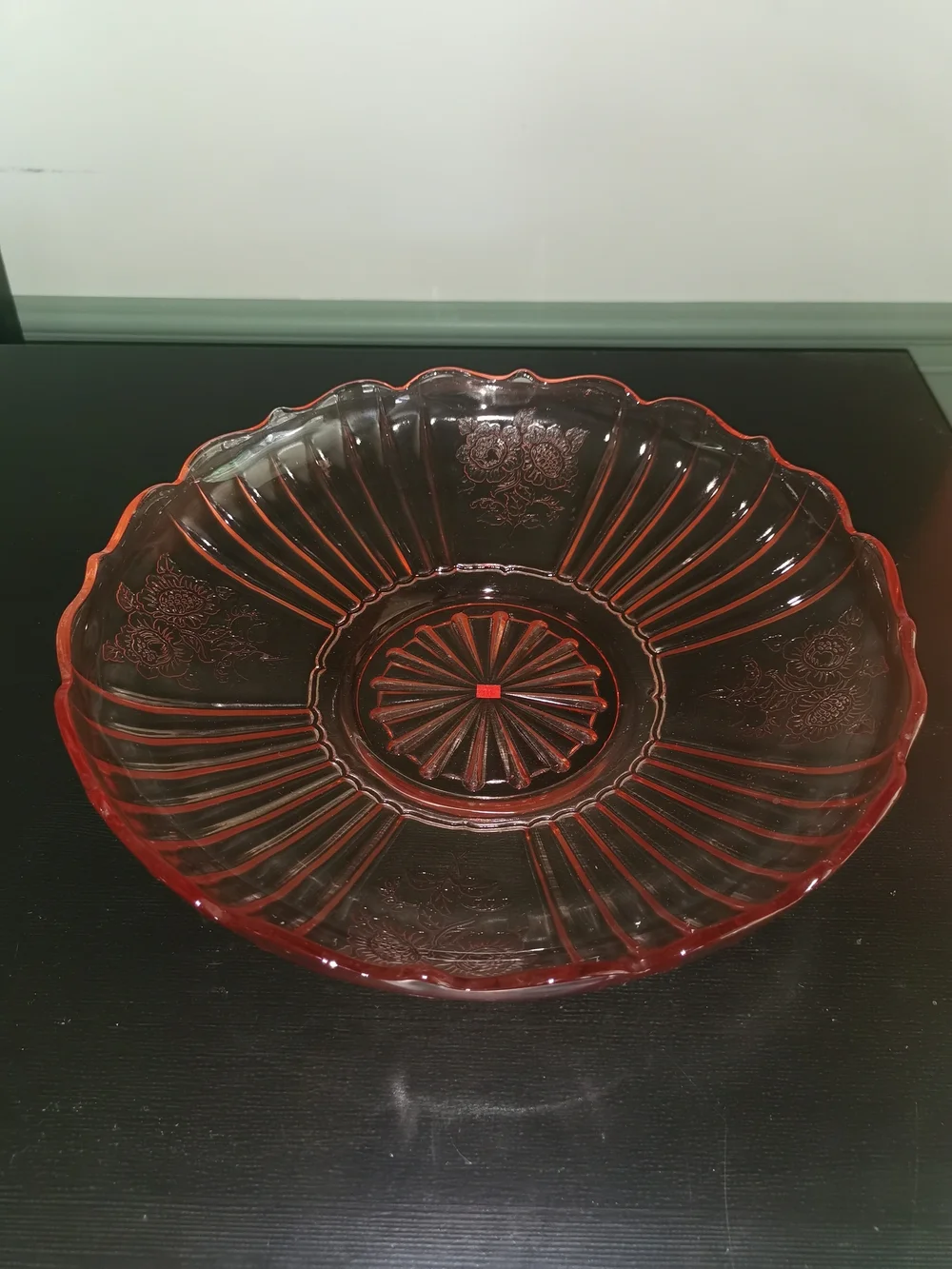 Anchor Hocking Vintage Mayfair Pink Depression Glass Large Low Flat Bowl 11 3/4